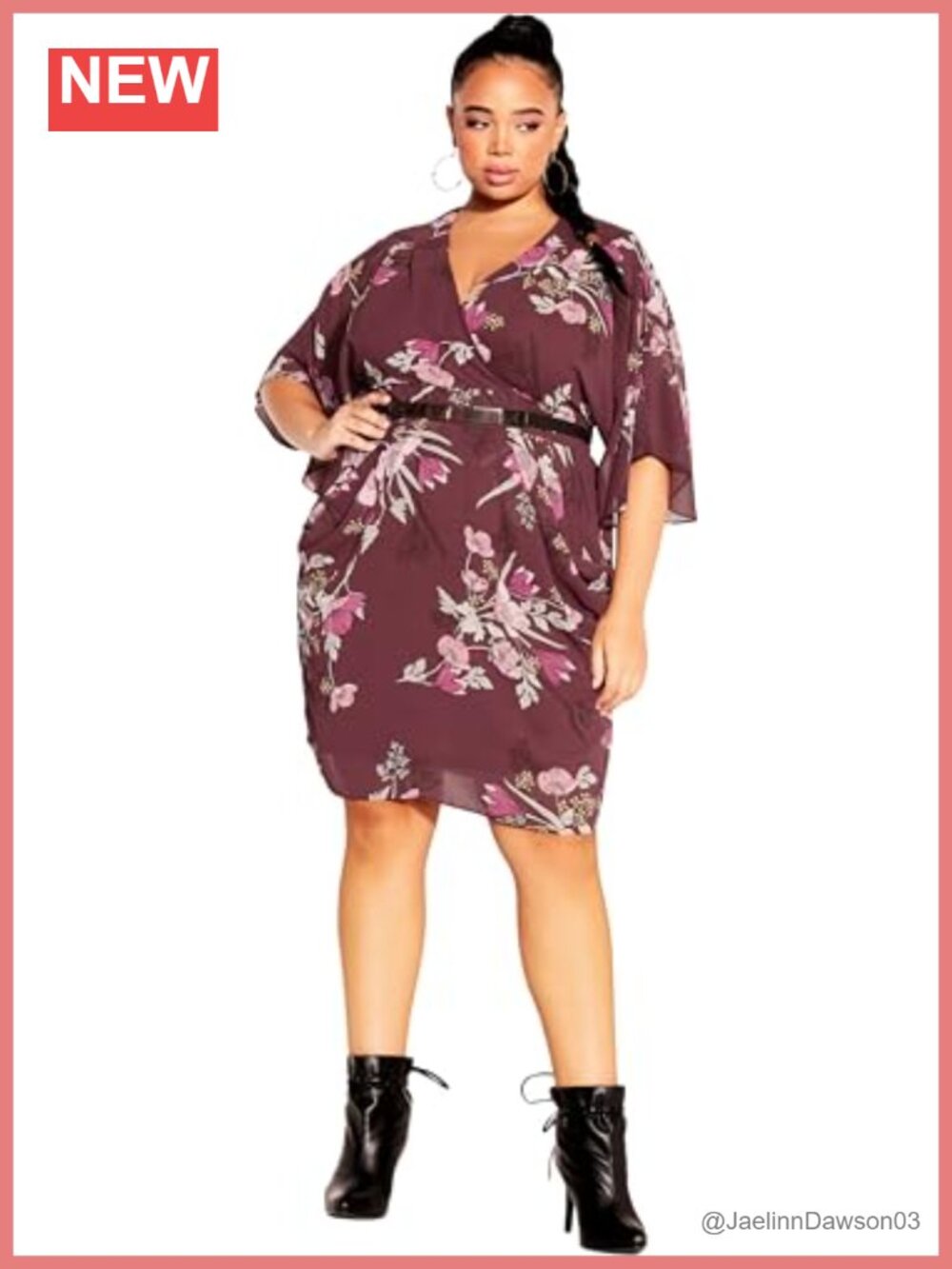 CITY CHIC Plus Size Lila Dress Sheer Mesh Overlay V-Neck